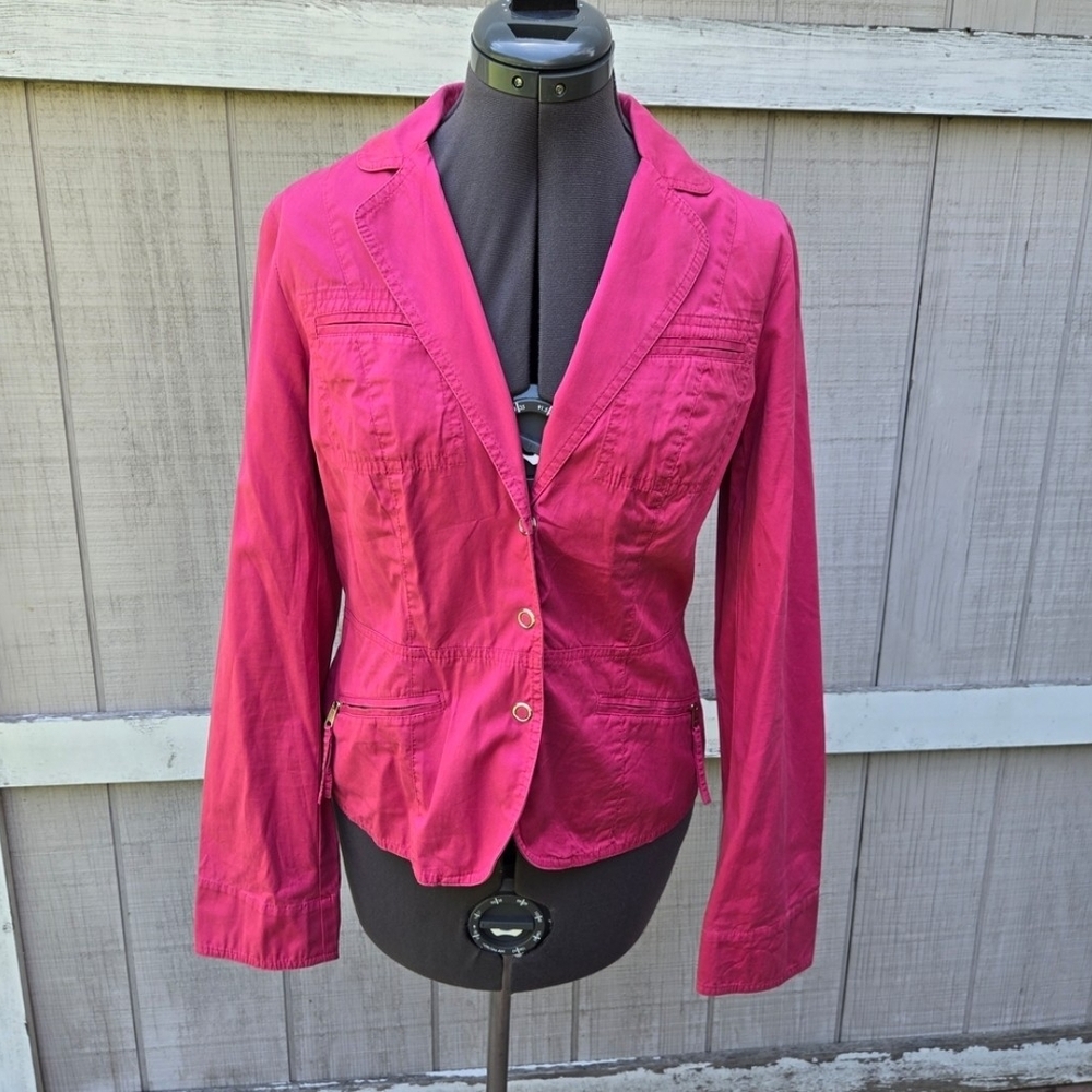 Ann Taylor Loft Vibrant Dusty Pink Cotton Blazer Light Pleated Fitted Jacket 6